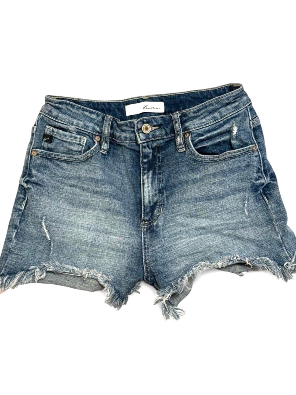 KanCan Womens Indie Boho High Rise Cutoff Denim Shorts Size 7 27 Distressed
